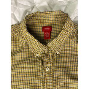 Massimo Dutti Yellow Black Check Button Down XL Shirt Heavy Premium Cotton
